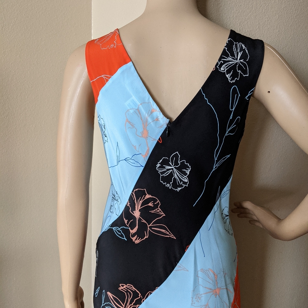 Diane Von Furstenberg Blue + Orange + Black Floral Midi Dress - Picture 10 of 11